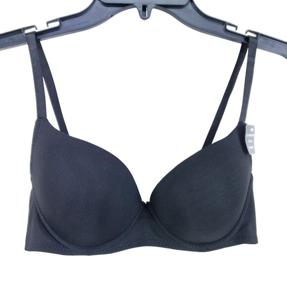 2 Bobbie Brooks Demi Tshirt Bras Size 34C Black White - Picture 2 of 11